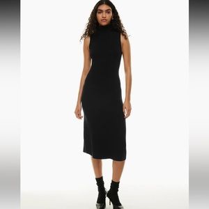 Aritzia Wilfred Mimi black knit turtleneck sleeveless midi dress size small